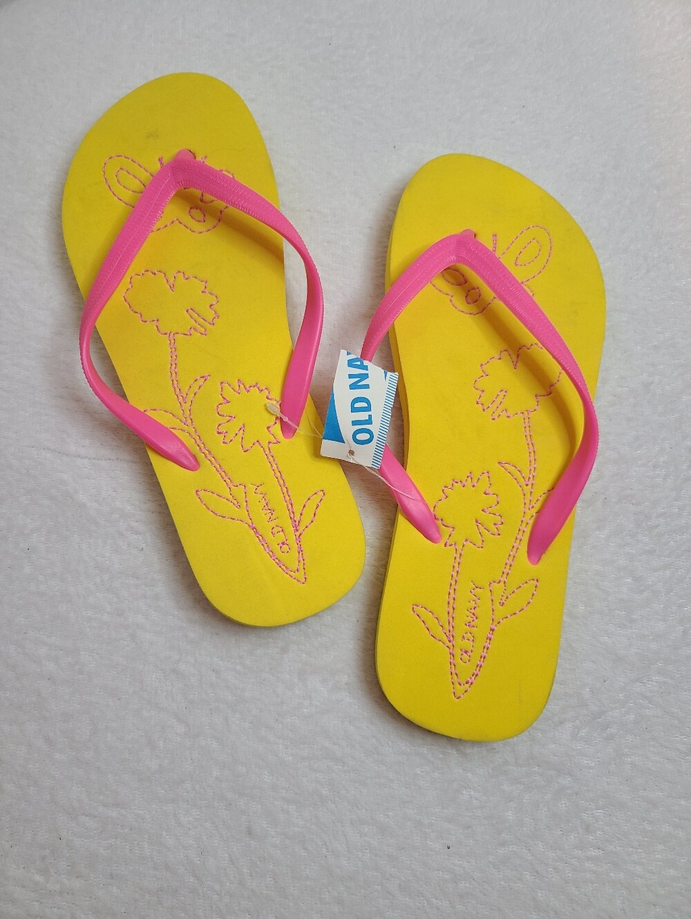 Y2K Vintage Old Navy Cute Flower Embroidered Flip-flops Size 8